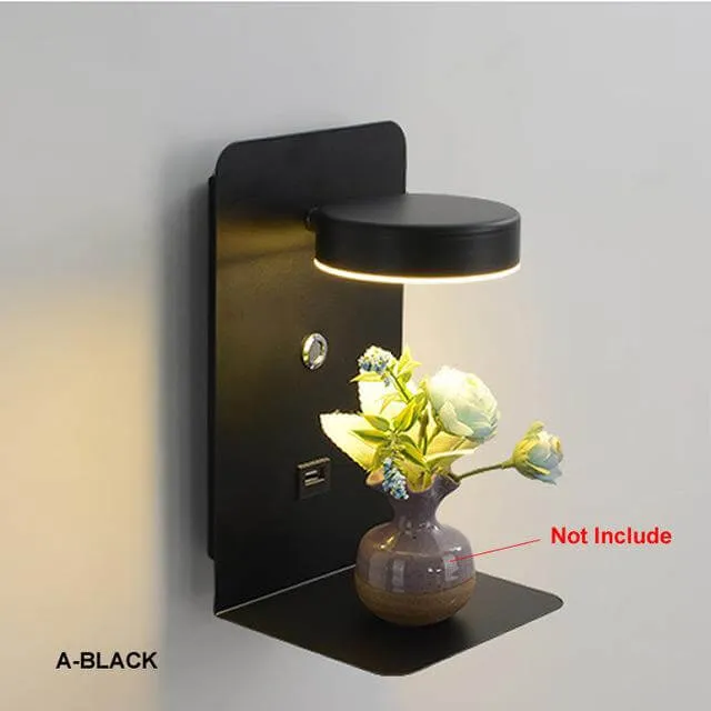 Pragmatism LED Wall Lamp Shelf with USB Phone Charger