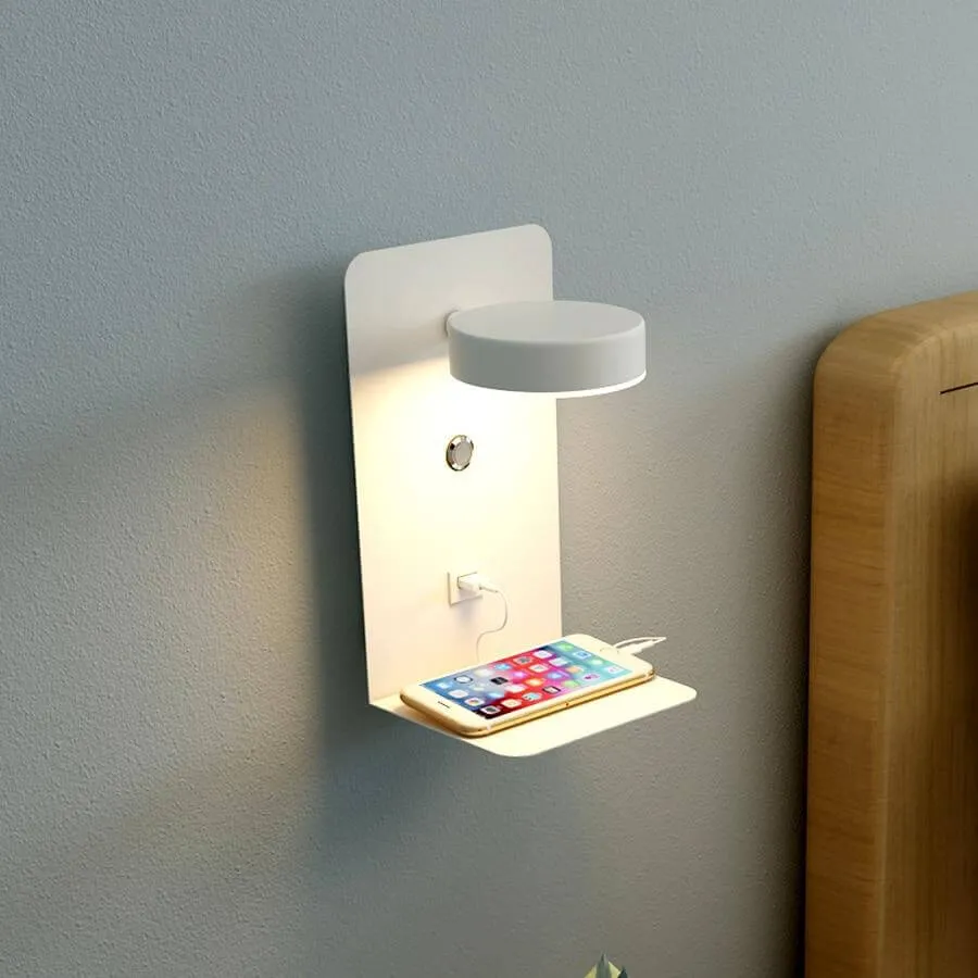 Pragmatism LED Wall Lamp Shelf with USB Phone Charger