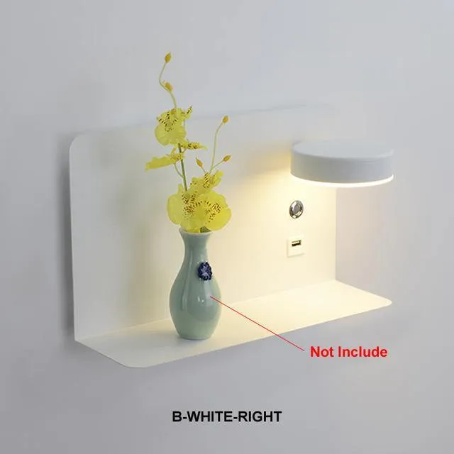 Pragmatism LED Wall Lamp Shelf with USB Phone Charger