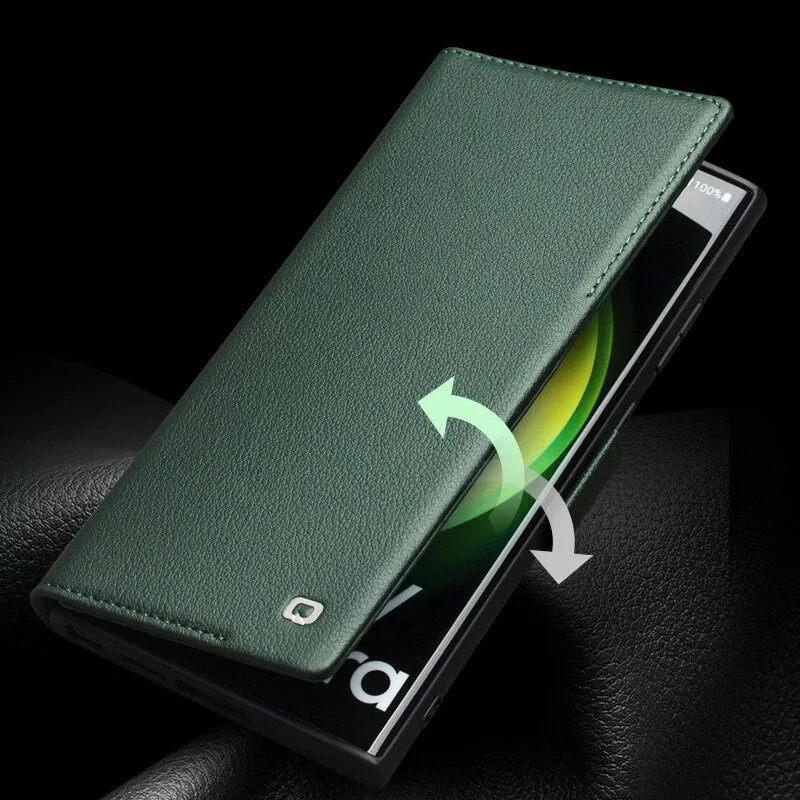 Premium Leather Flip Phone Cover Case For Samsung Galaxy S24 S23 S22