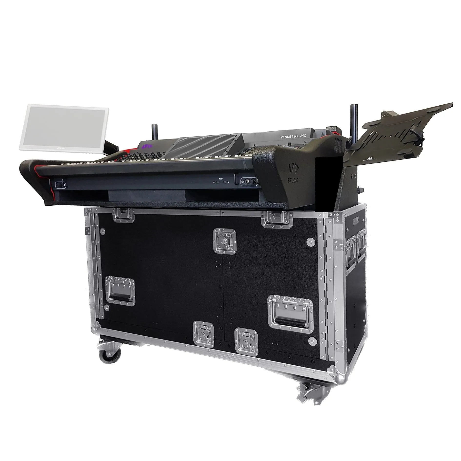 ProX XZF-AVID-S6L-24CH D2x2U For Avid Venue S6L-24CH Flip-Ready Hydraulic Console Easy Retracting Lifting 2x 2U Rack Space Detachable Case by ZCASE