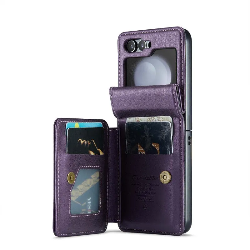 PU Leather Wallet Magnetic Flip Phone Case With Card Holder Kickstand For Z Flip5 6