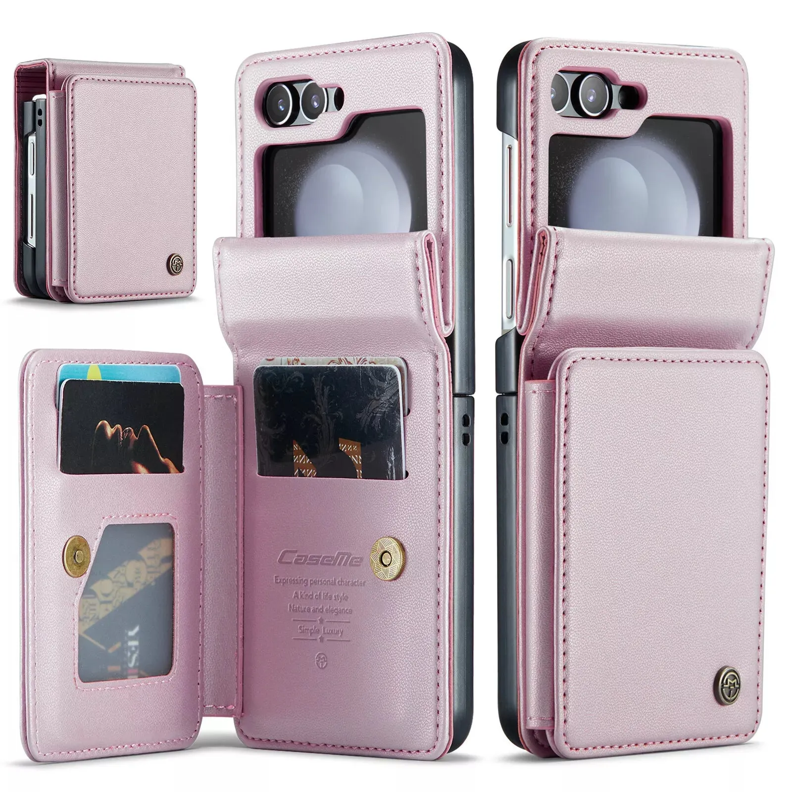 PU Leather Wallet Magnetic Flip Phone Case With Card Holder Kickstand For Z Flip5 6