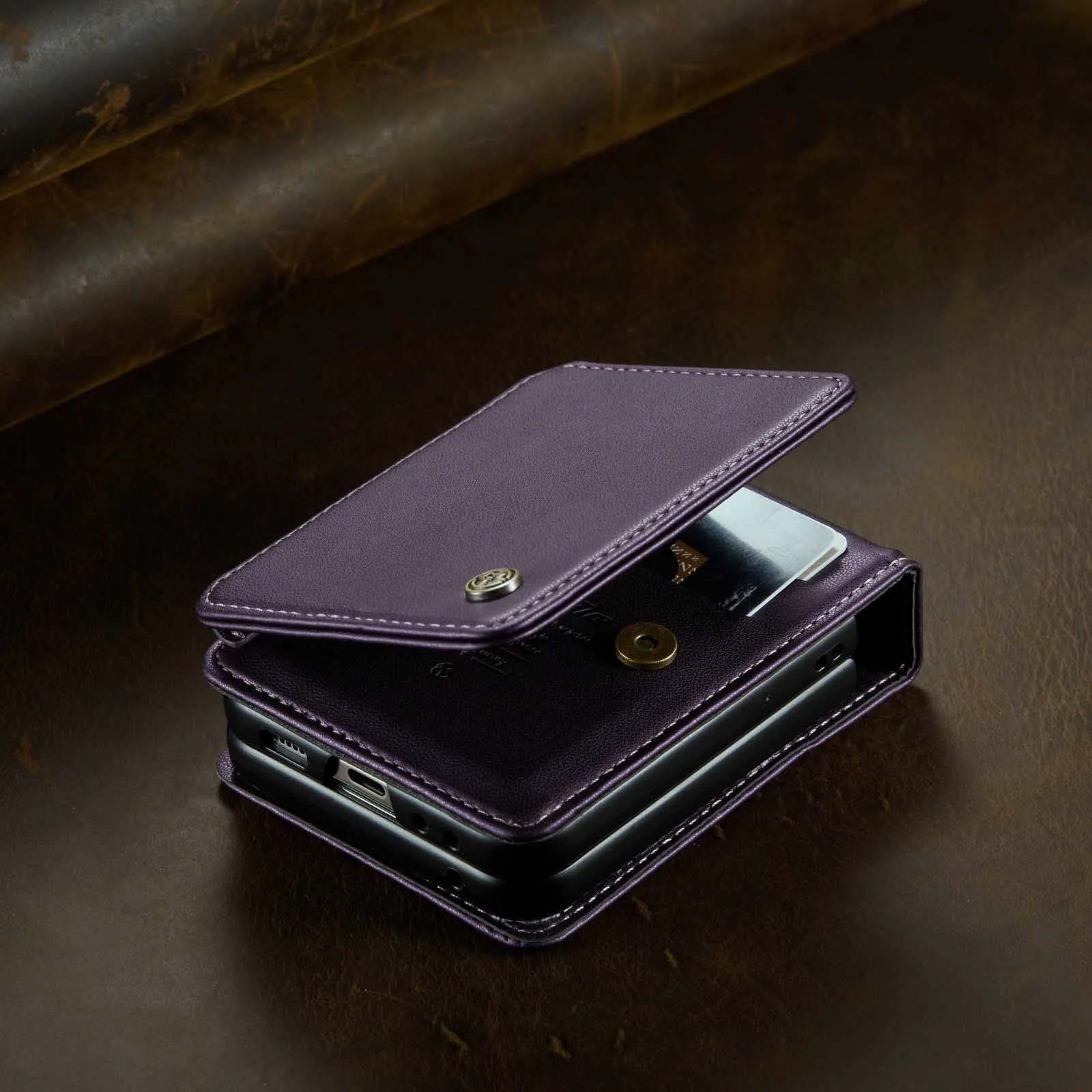 PU Leather Wallet Magnetic Flip Phone Case With Card Holder Kickstand For Z Flip5 6