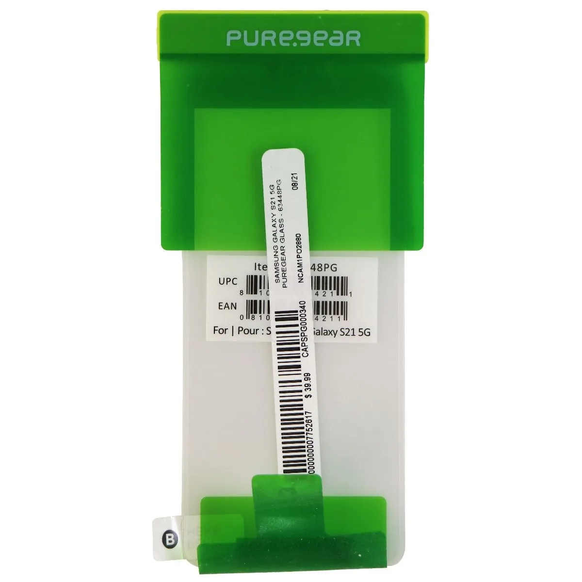 PureGear Tempered Glass Screen for Samsung Galaxy S21 5G - Clear BULK 63448PG