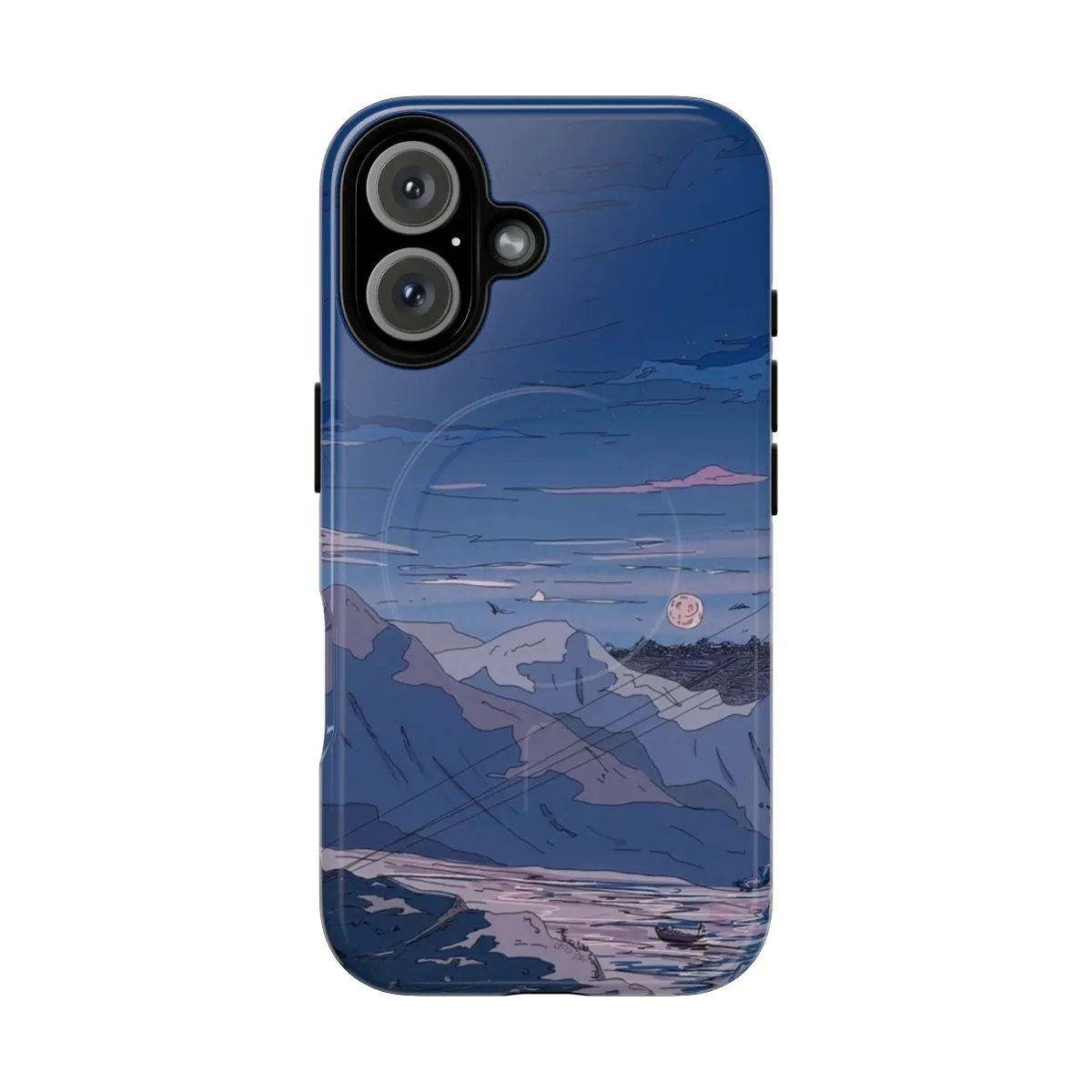 "Serene Mountain Nightscape Phone Case - Artistic Japanese-Inspired Design"