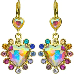 Rainbow Bridge Forever Loved Heart Earrings (Goldtone)