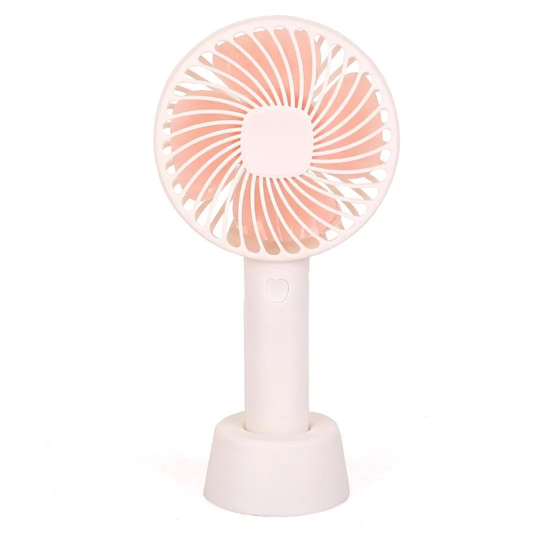 Rechargeable Mini Usb Hand Fan   Base   Battery- White