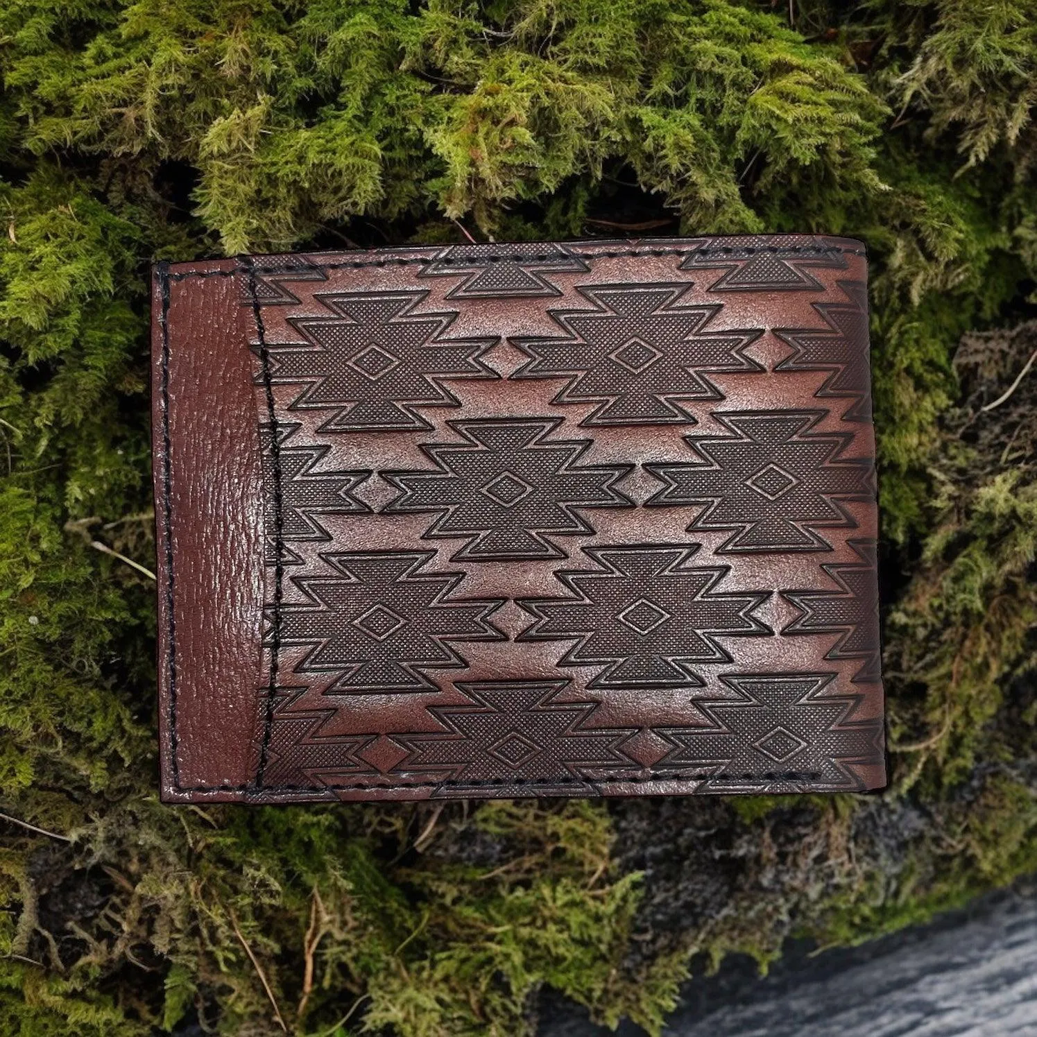 Red Dirt Hat Co.Turquoise & Brown Buffalo Inlay Leather Bi-Fold Wallet 22228881W6