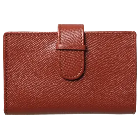 Saffiano Business Card Case Brown