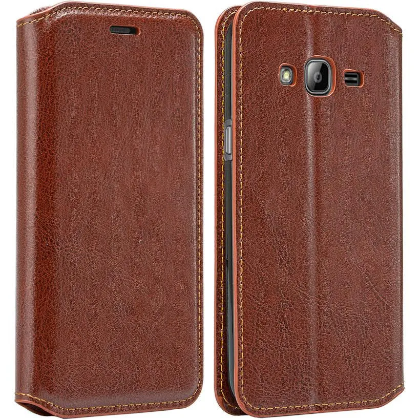 Samsung Galaxy Core Prime Wallet Case, Slim Flip [Kickstand] Pu Leather Wallet Case with ID & Credit Card Slots - Brown