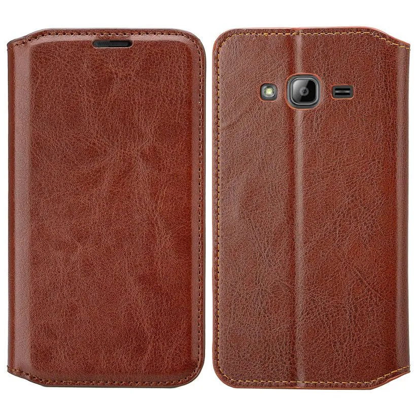 Samsung Galaxy Core Prime Wallet Case, Slim Flip [Kickstand] Pu Leather Wallet Case with ID & Credit Card Slots - Brown