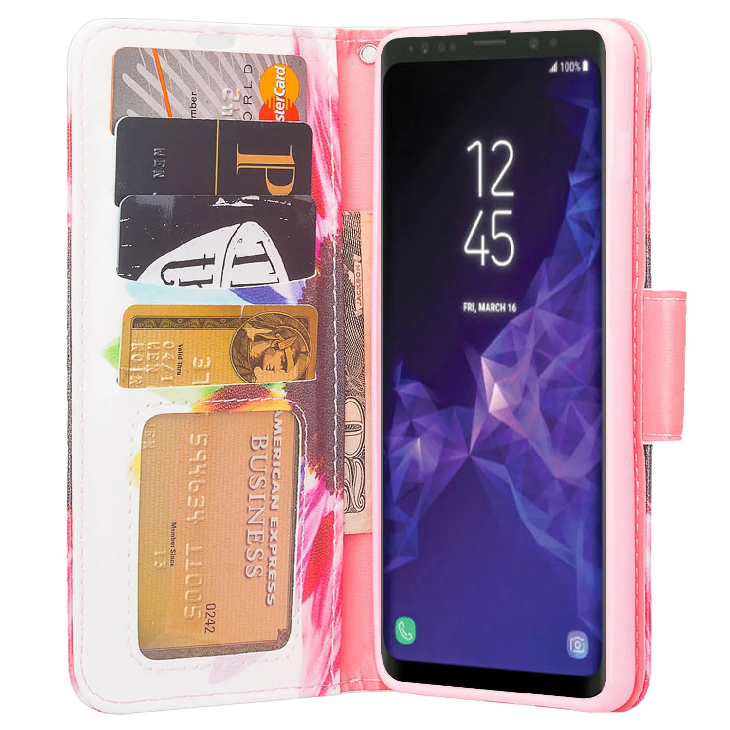 Samsung Galaxy S10 5G Case, SMG977U Wallet Case, Wrist Strap Pu Leather Wallet Case [Kickstand] with ID & Credit Card Slots - Vivid Sunflower