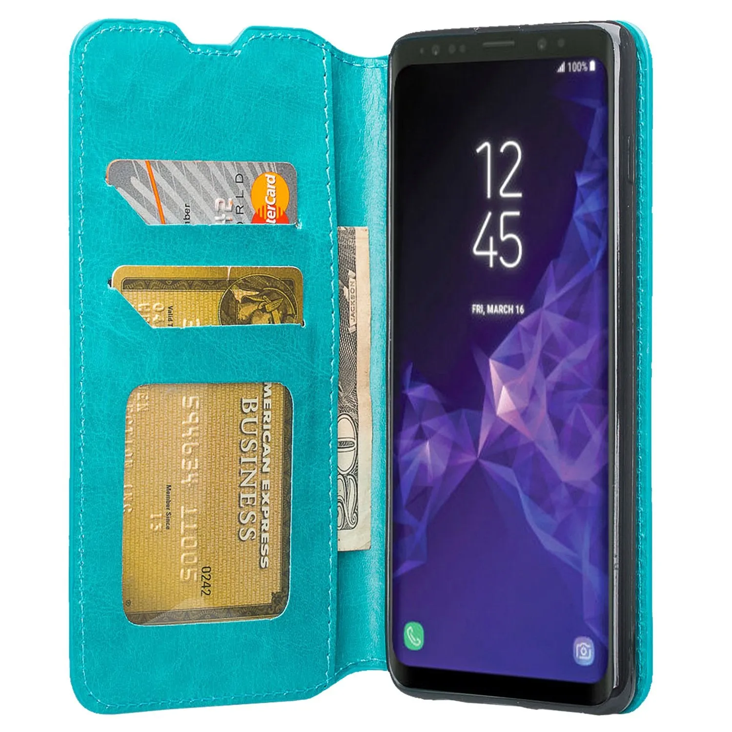 Samsung Galaxy S10 Case, Galaxy S10 Wallet Case, Pu Leather Wallet Case [Kickstand] with ID & Credit Card Slots for Galaxy S10 - Teal