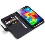 Samsung Galaxy S5 Genuine Leather Wallet Case - Black