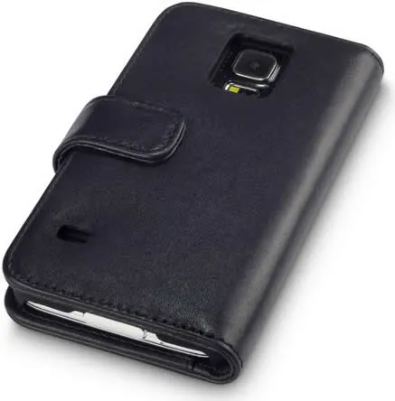 Samsung Galaxy S5 Genuine Leather Wallet Case - Black