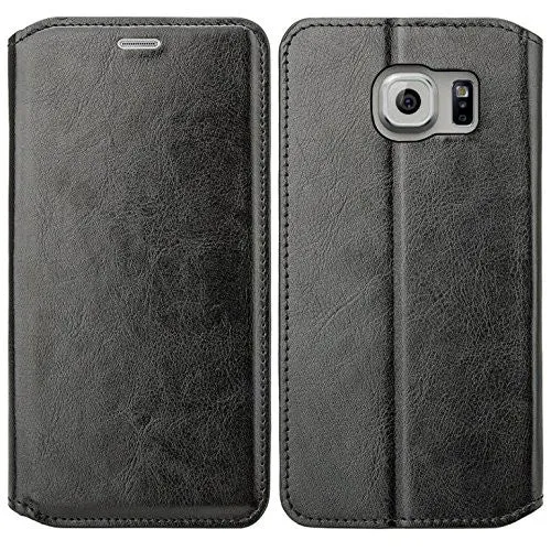 Samsung Galaxy S6 Edge Plus Case, Pu Leather Magnetic Fold[Kickstand] Wallet Case with ID & Card Slots for S6 Edge Plus - Black