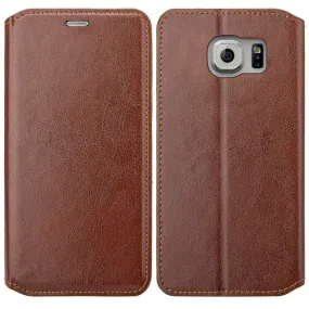 Samsung Galaxy S6 Edge Plus Case, Pu Leather Magnetic Fold[Kickstand] Wallet Case with ID & Card Slots for S6 Edge Plus - Brown