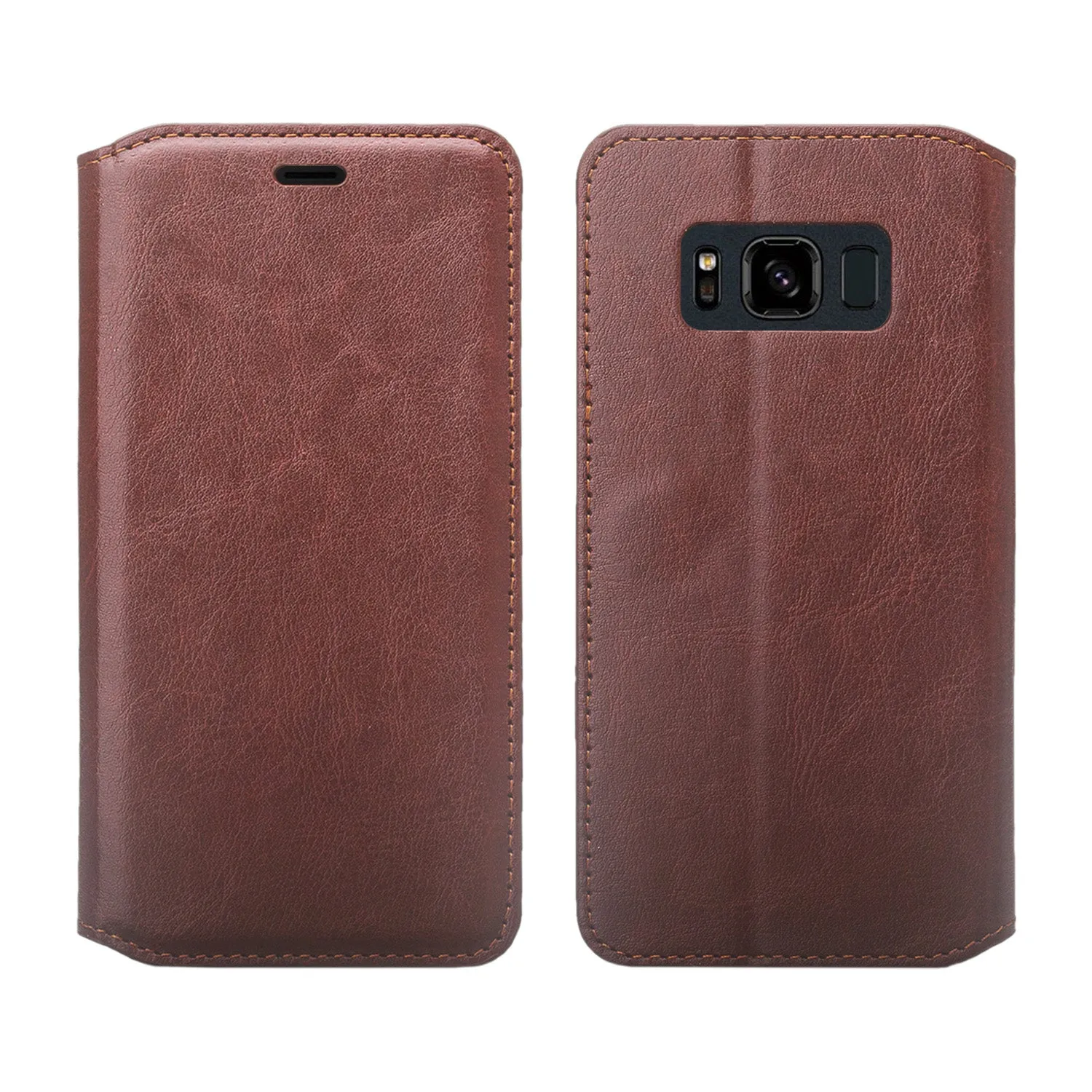 Samsung Galaxy S8 Active Wallet Case, Slim Flip Folio [Kickstand] Pu Leather Wallet Case with ID & Card Slots & Pocket - Brown