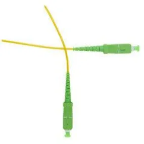 SC/APC OS2 Duplex Fiber Optic Patch Cord, OFNR, Singlemode 9/125, Yellow Jacket, Green Connector, 1 meter (3.3 ft)