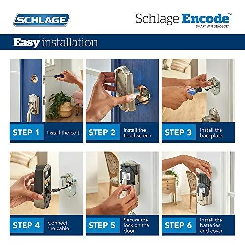 Schlage Lock Company BE489WB CAM 716 Schlage Encode Deadbolt Smart Lock | WiFi Touchscreen Keypad, Aged Bronze