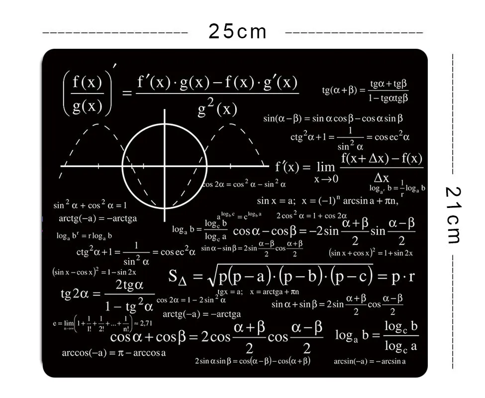 Small/Large Mouse Pad for Gaming Player desk laptop Rubber Mouse Mat mousepad Geometric formula & Blackboard