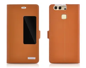 Smart Series Huawei P9 Genuine Leather Case - Brown