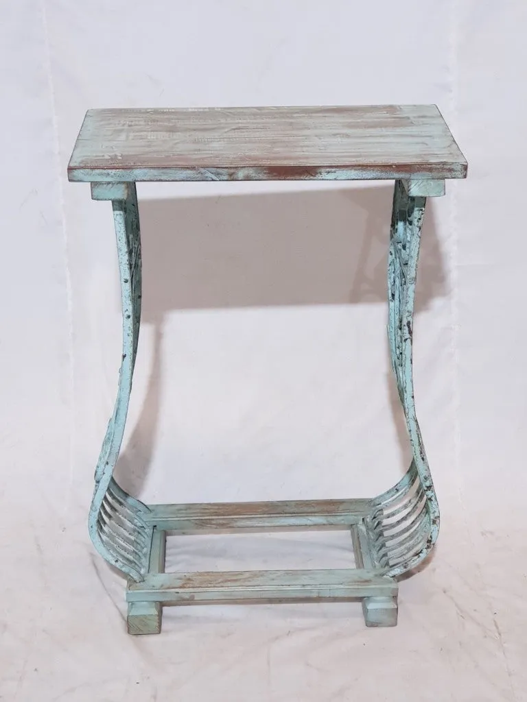 Solid wood rustic metal jali hall table tall stool phone lamp bed side table 60x33x87cm