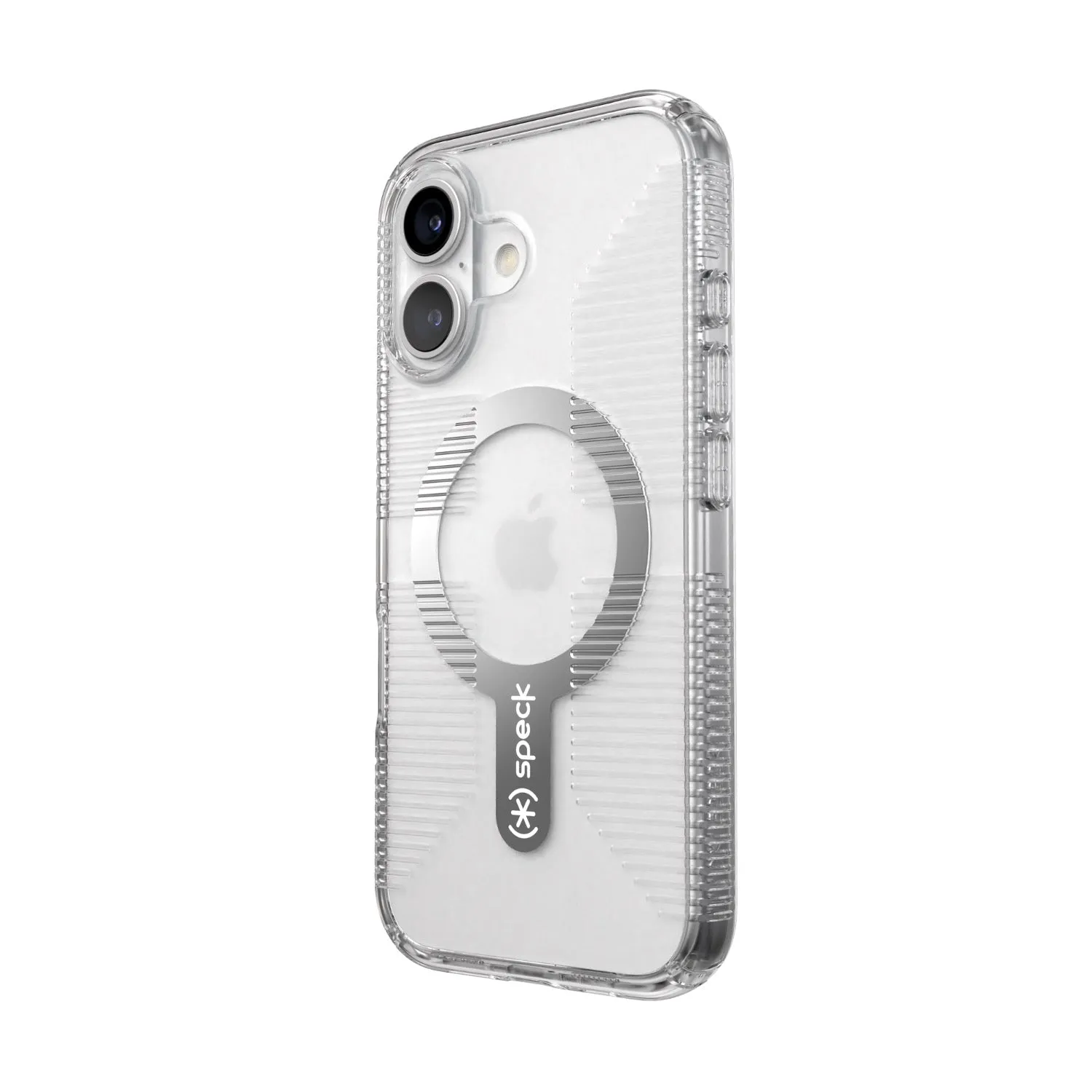 Speck Gemshell Grip MagSafe Case - Apple iPhone 16 - Clear & Chrome (SPK150697-5085)