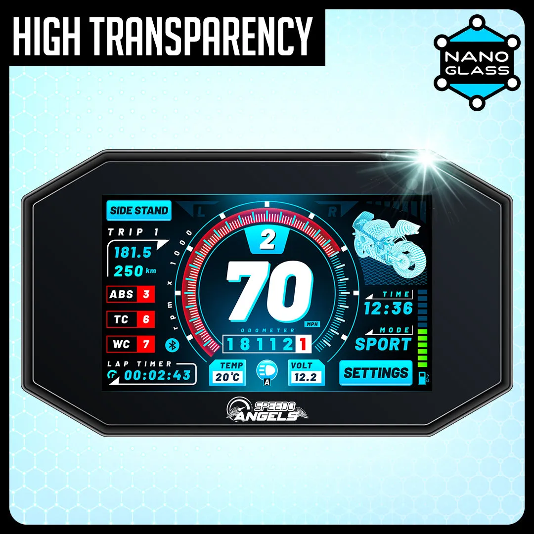 Speedo Angels Triumph Scrambler 1200 XC XE 2019  / Rocket III R GT 2020  Nano Glass Dashboard Screen Protector (2 x Ultra-Clear) (SATR16NG2)