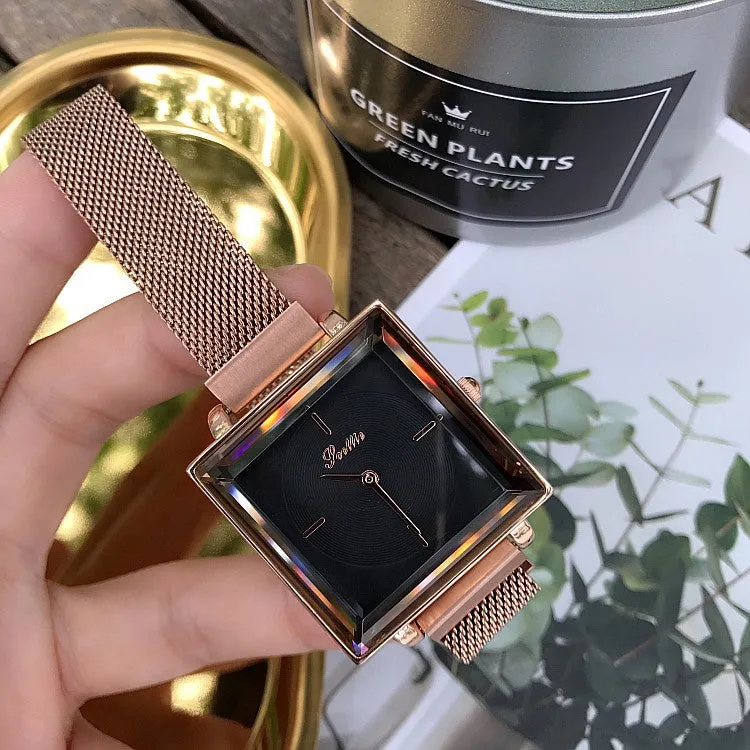 Square Pattern Mesh Strap Women's Watch