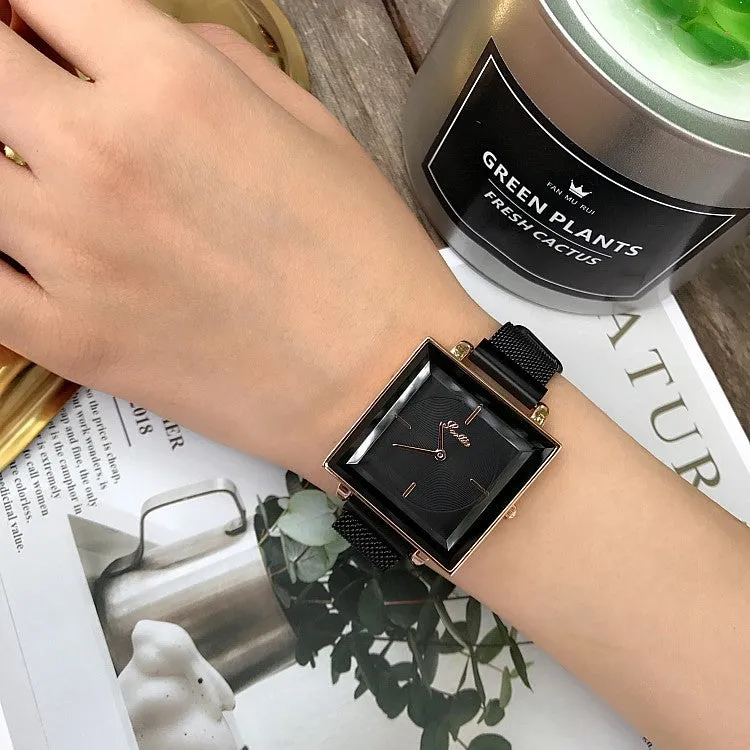 Square Pattern Mesh Strap Women's Watch