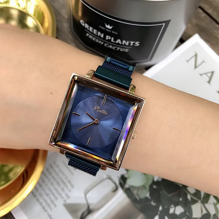 Square Pattern Mesh Strap Women's Watch