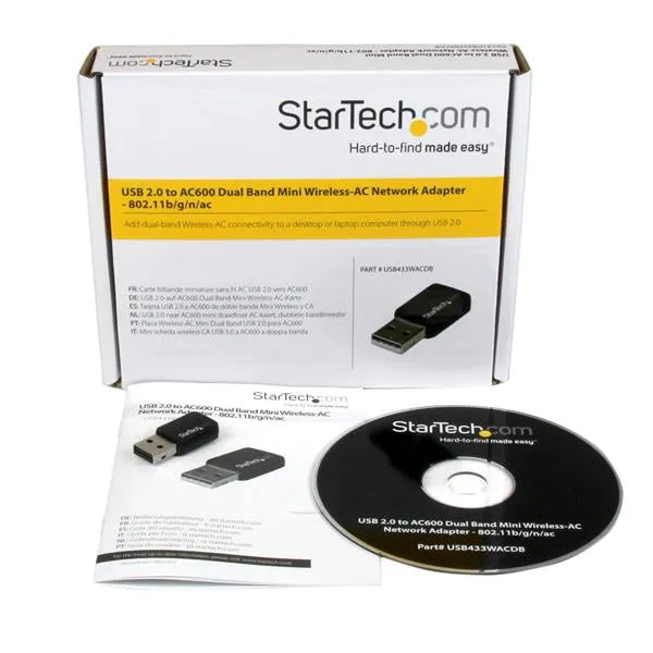 Startech.Com Usb 2.0 Ac600 Mini Dual Band Wireless-Ac Network Adapter - 1T1r 802.11Ac Wifi Adapter - 2.4Ghz / 5Ghz Usb W