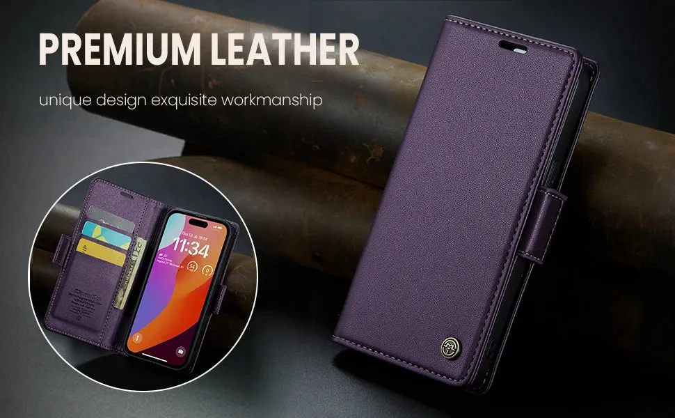 Stylish Leather iPhone Wallet Case with Card Holder – All Models Covered