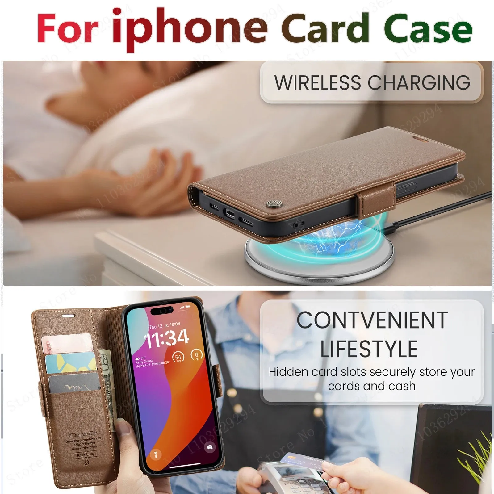 Stylish Leather iPhone Wallet Case with Card Holder – All Models Covered