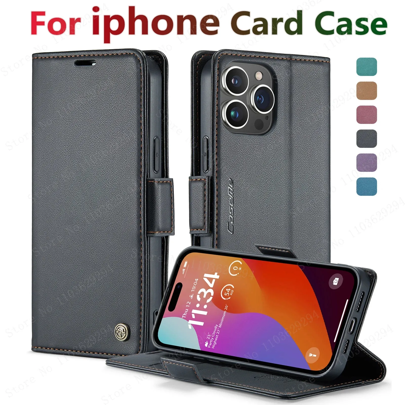 Stylish Leather iPhone Wallet Case with Card Holder – All Models Covered