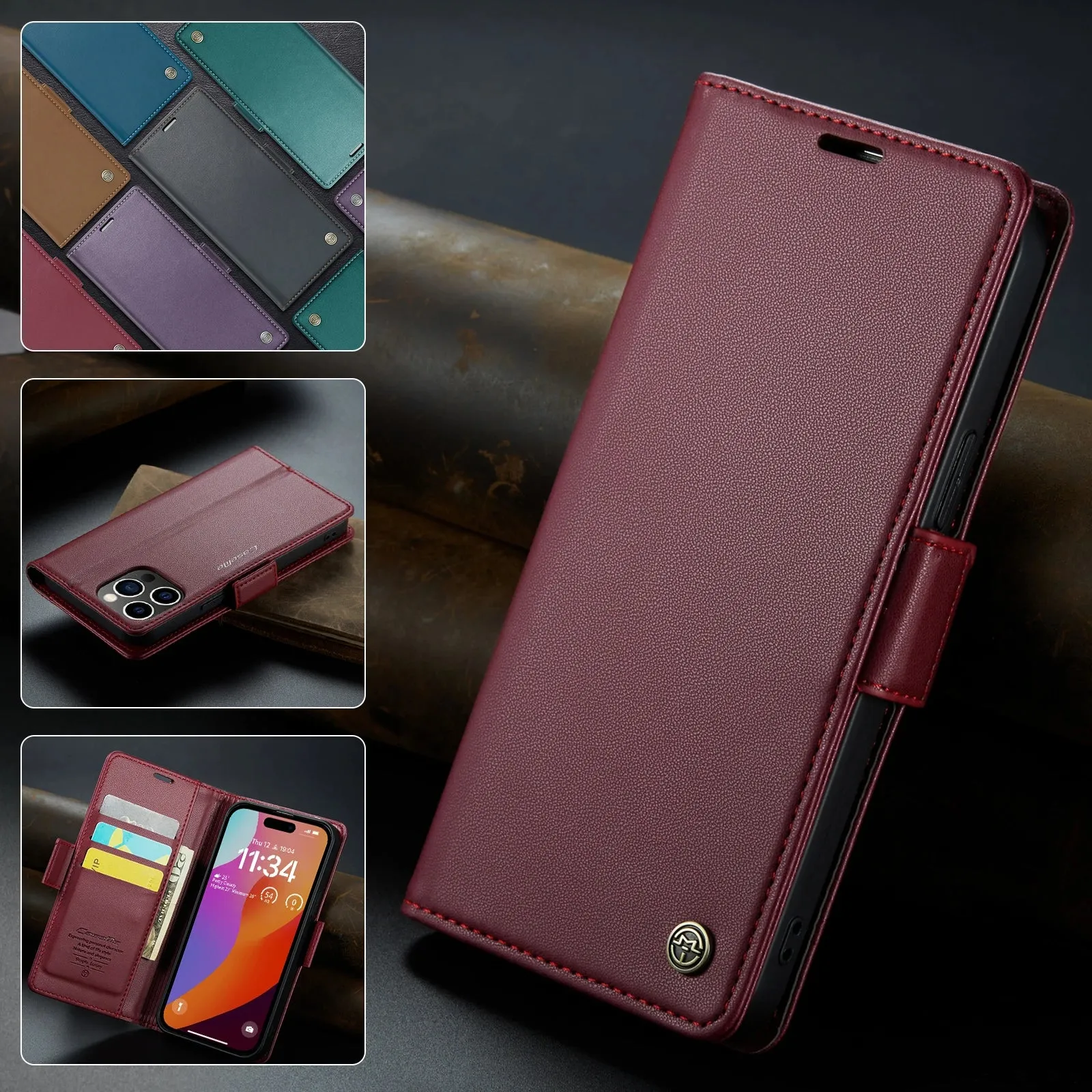 Stylish Leather iPhone Wallet Case with Card Holder – All Models Covered