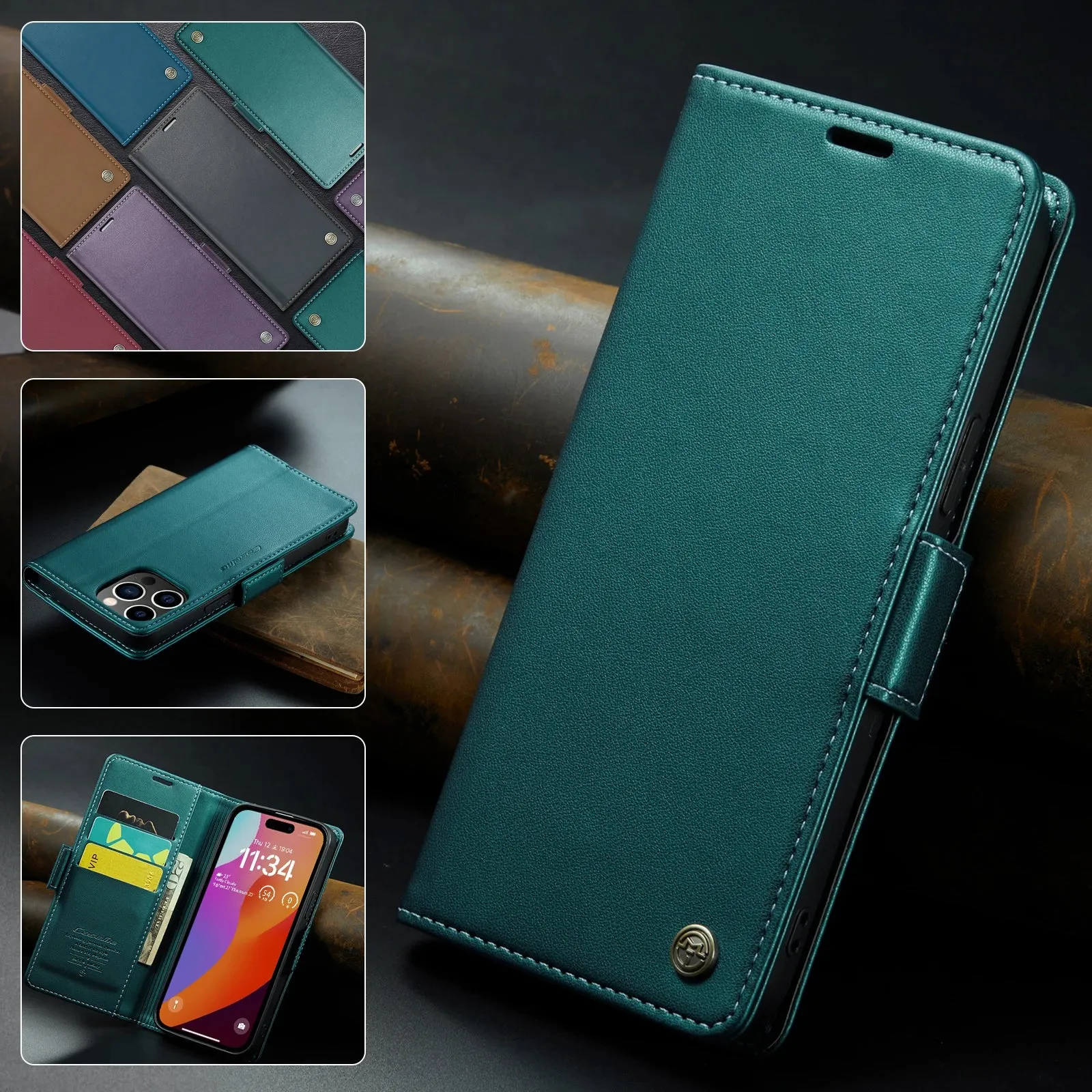 Stylish Leather iPhone Wallet Case with Card Holder – All Models Covered