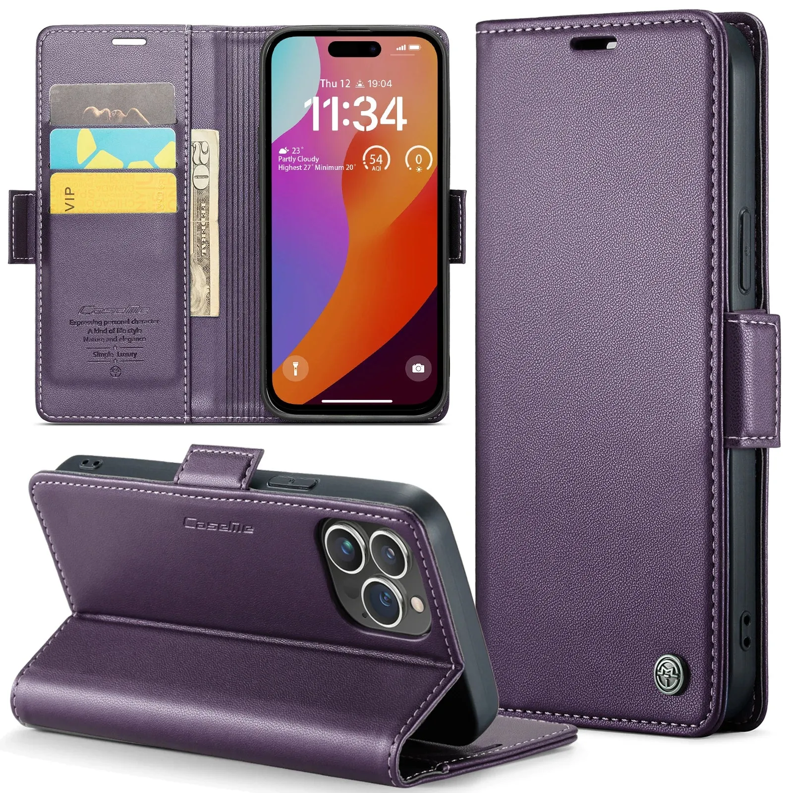 Stylish Leather iPhone Wallet Case with Card Holder – All Models Covered