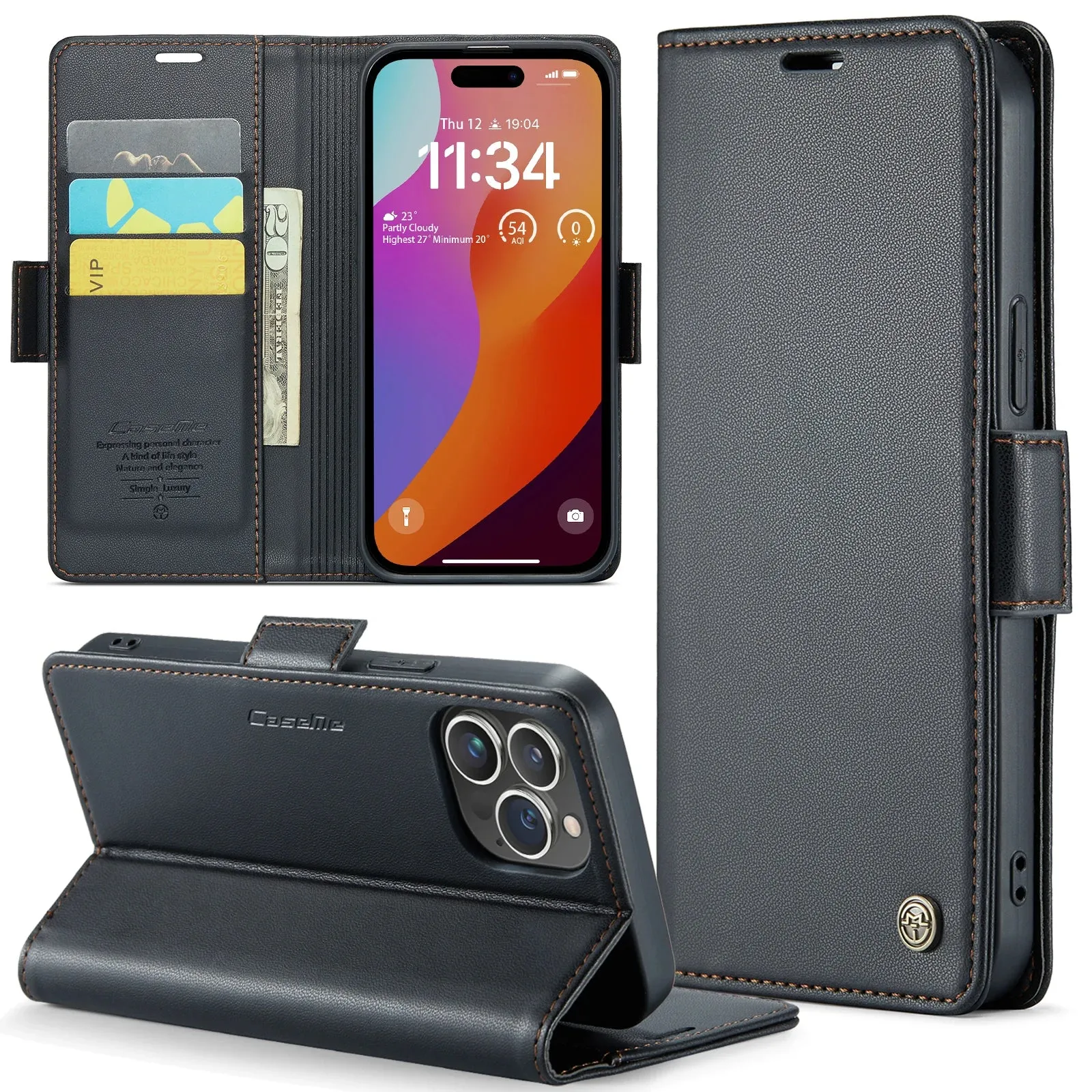 Stylish Leather iPhone Wallet Case with Card Holder – All Models Covered