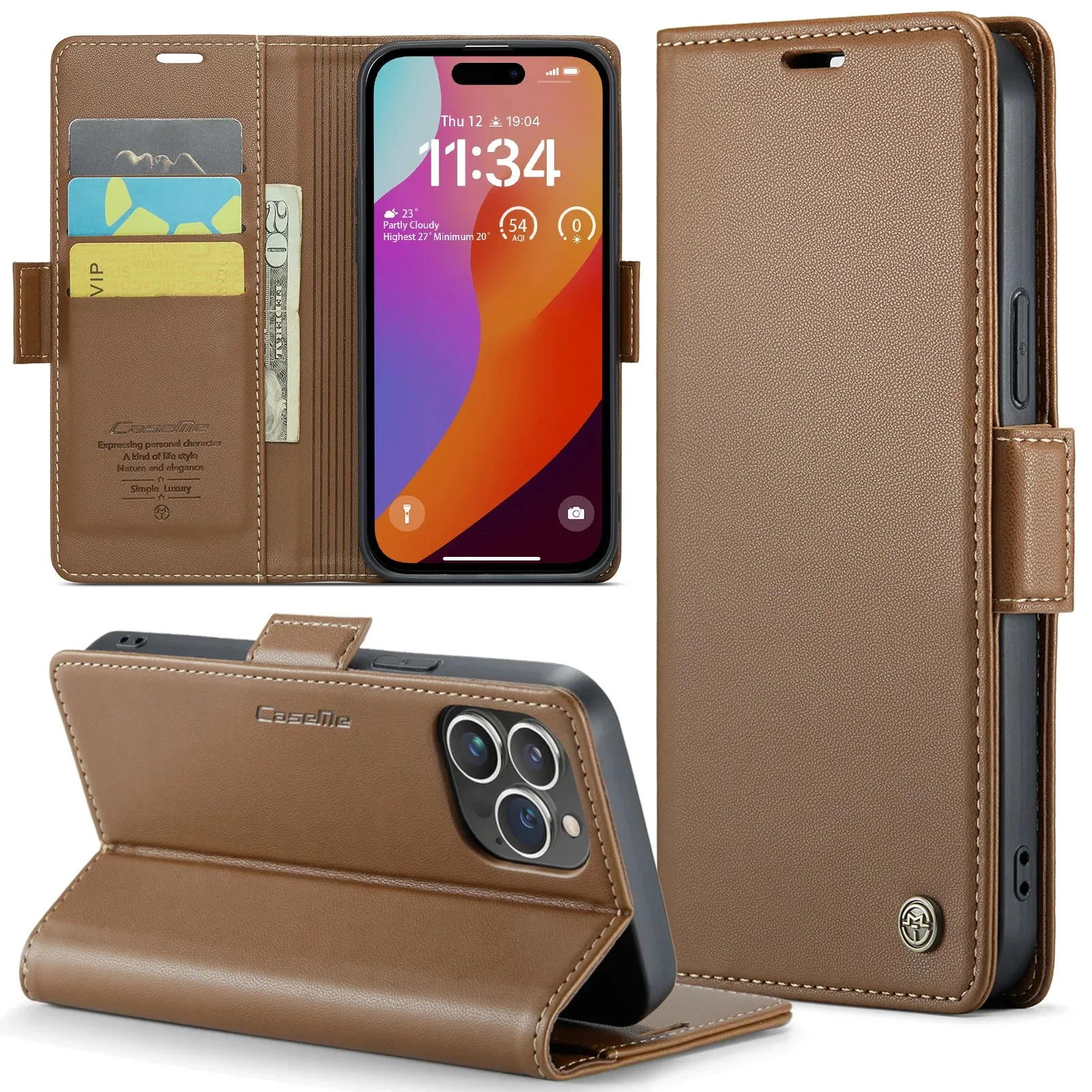 Stylish Leather iPhone Wallet Case with Card Holder – All Models Covered