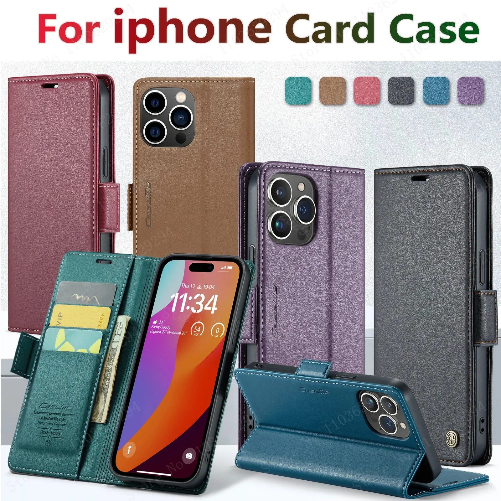 Stylish Leather iPhone Wallet Case with Card Holder – All Models Covered