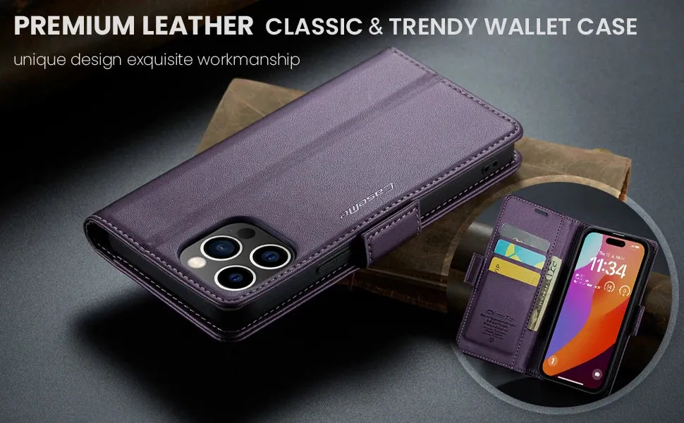 Stylish Leather iPhone Wallet Case with Card Holder – All Models Covered