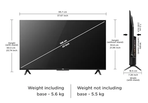 TCL 108 cm (43 inches) Metallic Bezel-Less Series 4K Ultra HD Smart LED Google TV 43V6B (Black)