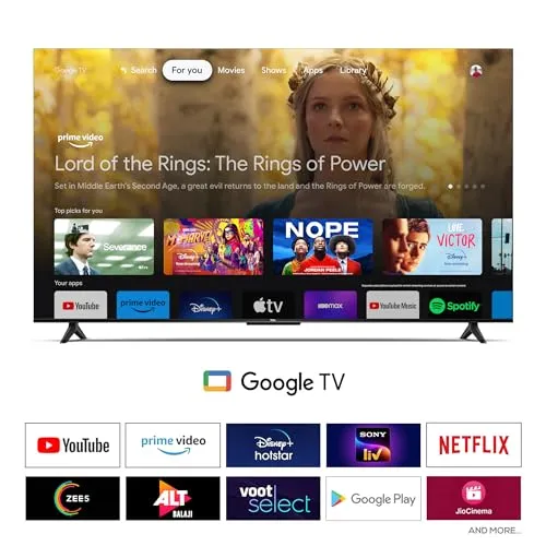 TCL 126 cm (50 inches) Metallic Bezel-Less Series 4K Ultra HD Smart LED Google TV 50V6B (Black)