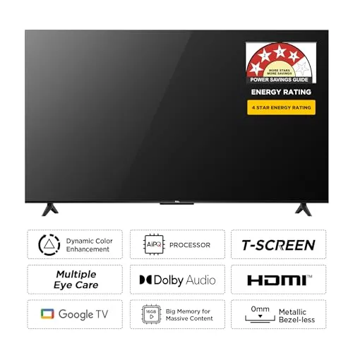 TCL 126 cm (50 inches) Metallic Bezel-Less Series 4K Ultra HD Smart LED Google TV 50V6B (Black)