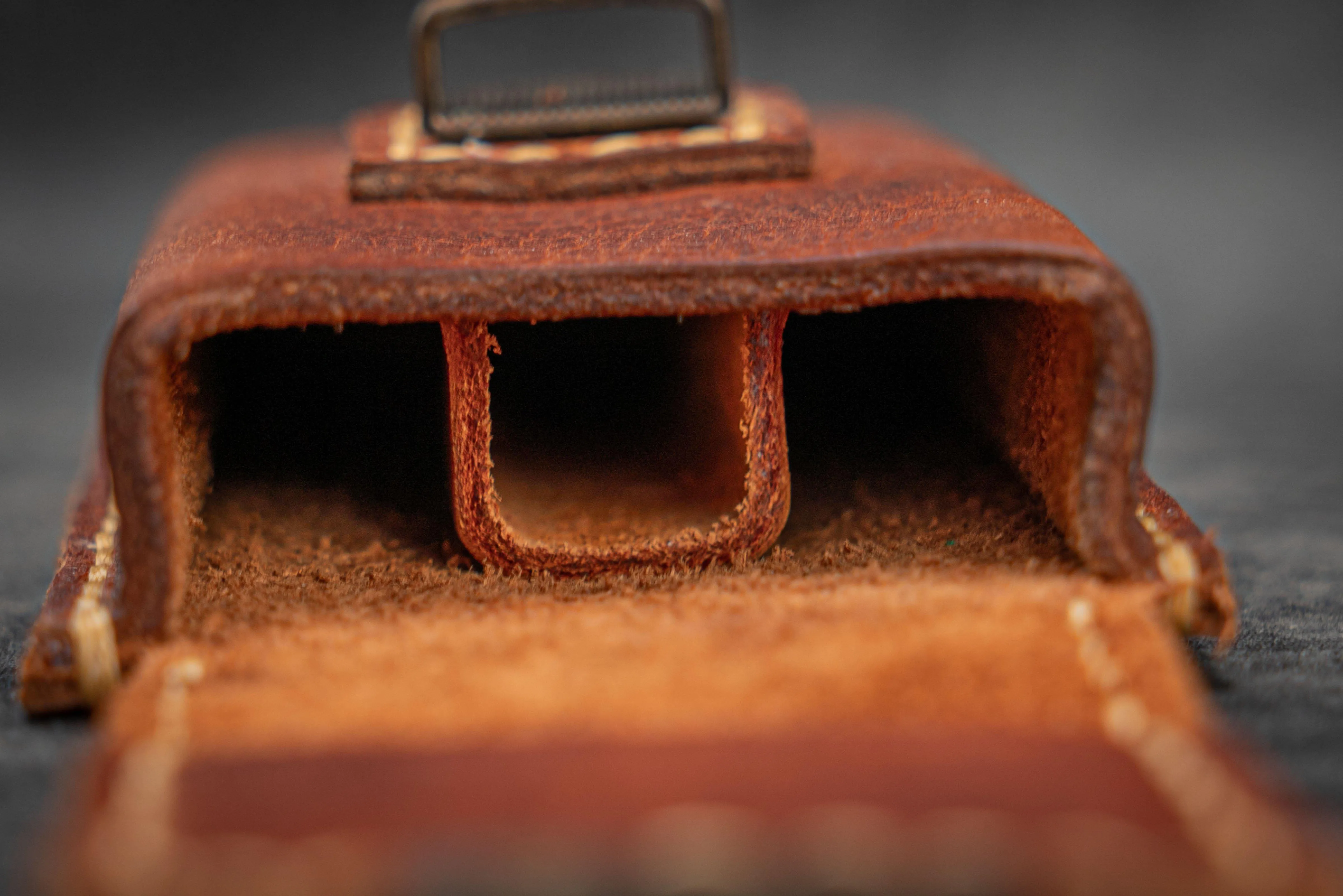 The Old School - Leather Molded Pen Case for 3 Pocket Pens - Distressed Leather