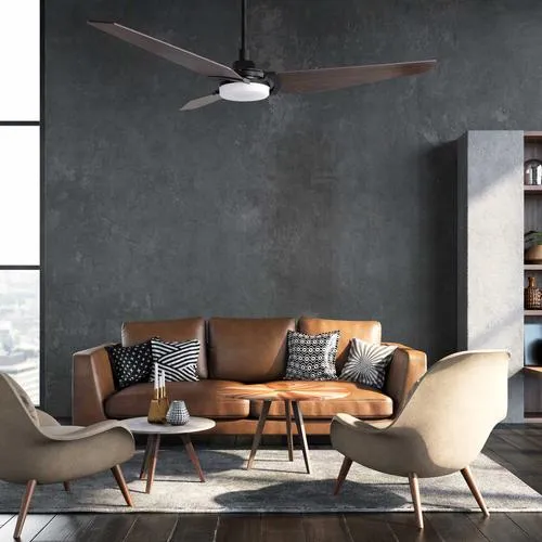 Trailblazer Black/Dark Wood 3 Blade Smart Ceiling Fan with Dimmable LED Light Kit Works with Remote Control, Wi-Fi apps and Voice control via Google Assistant/Alexa/Siri