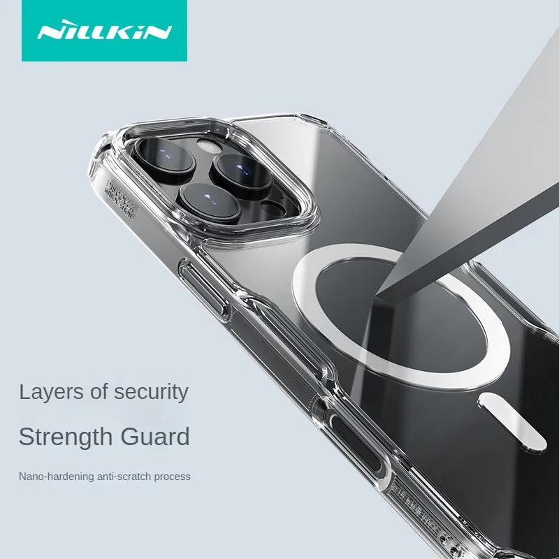 Transparent Natural Shockproof Anti-finger Print TPU Magnetic Phone Case  For IPhone